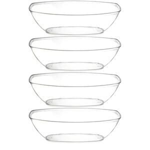PLASTICPRO Disposable Oval Serving Bowls, Party Snack or Salad Bowl (4, Clear)